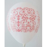 White - Red Batik Printed Balloons